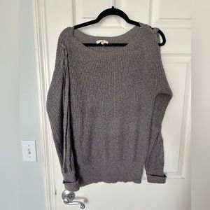 2/$30 entro chunky sweater open braided tie sleeves mauve purple color medium